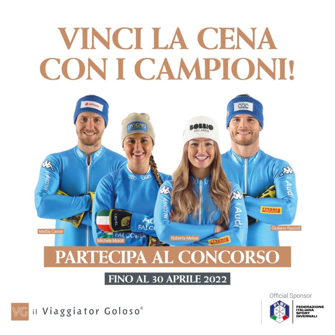 Melismelis per il Viaggiator Goloso<sup>®</sup>, sponsor ufficiale FISI: “Vinci la cena con i campioni!”